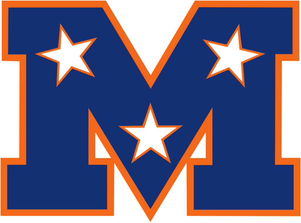 Mojo M logo dark blue with orange outline