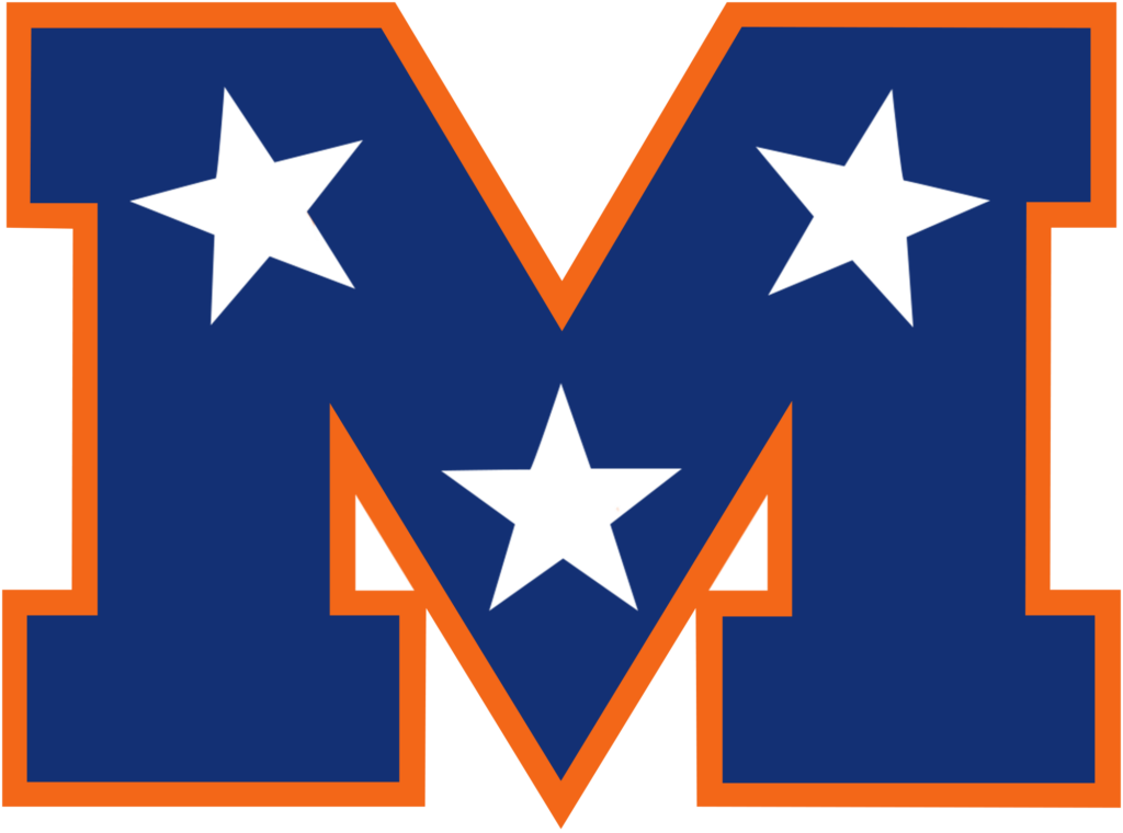 Mojo M logo dark blue with orange outline -- no border on stars