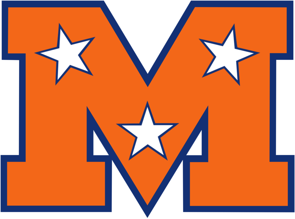 Mojo M logo orange with dark blue outline