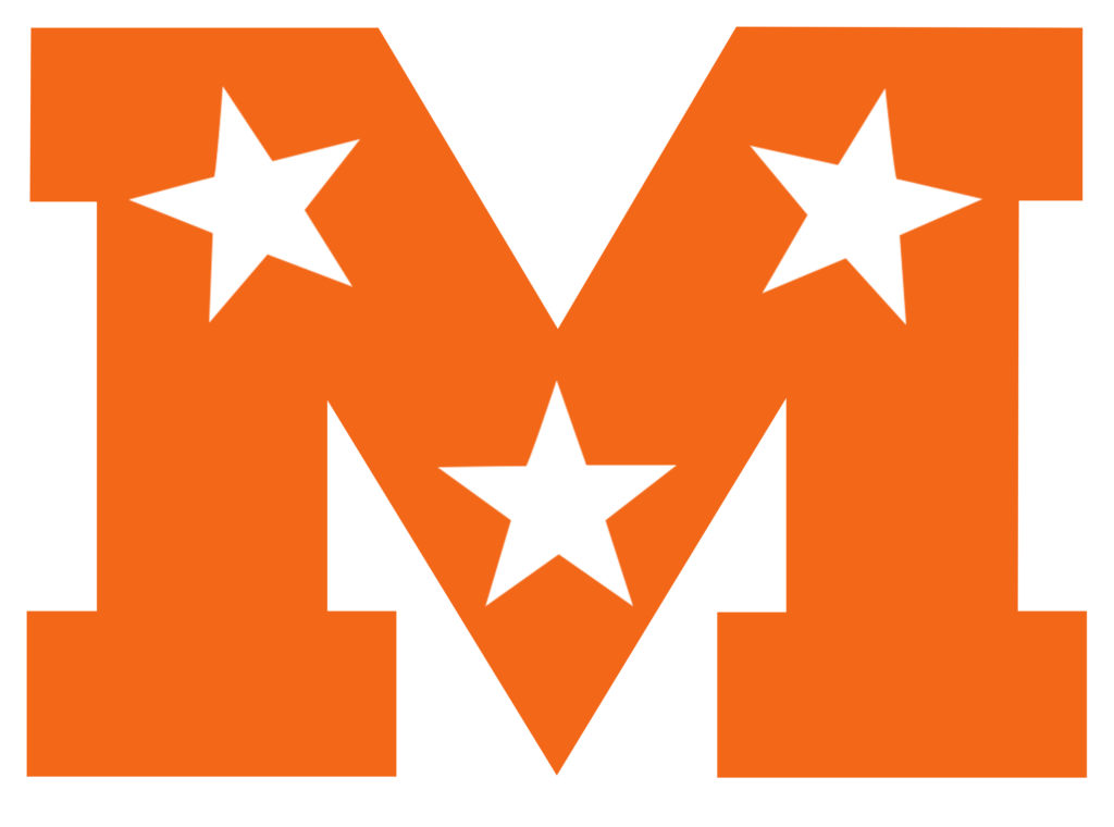 Mojo M logo orange with white outline