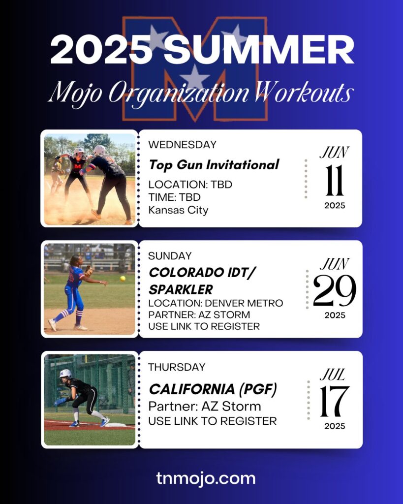 Poster for 2025 summer workouts at Top Gun, Sparkler, and PGF Nationals